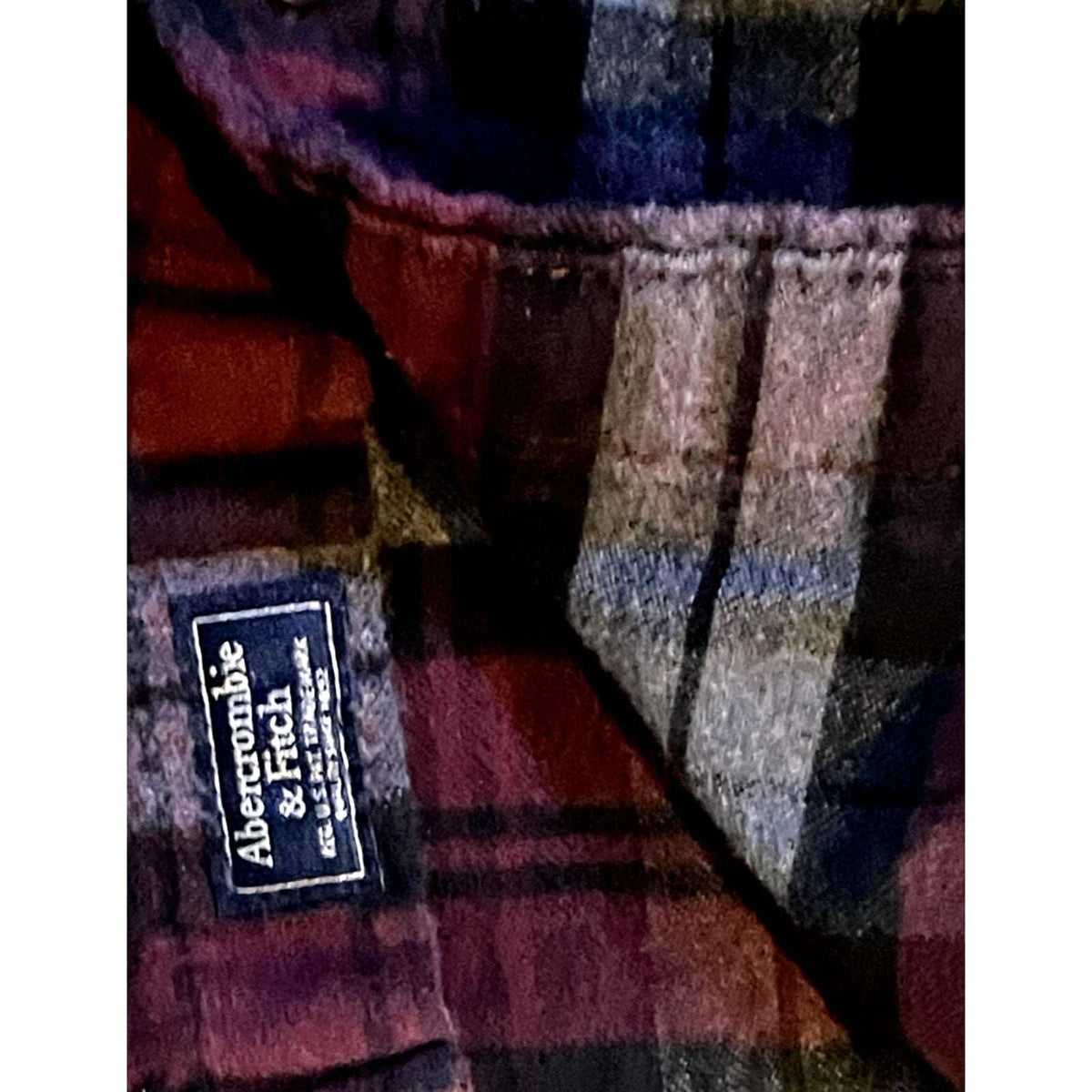 Mens/Boys Abercrombie & Fitch Gray Red Flannel Button Down Long Sleeve Shirt XS