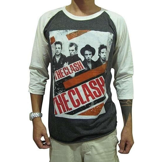 The Clash Raglan T Shirt Tee 3/4 Sleeve Retro Punk Rock Band Size L Large