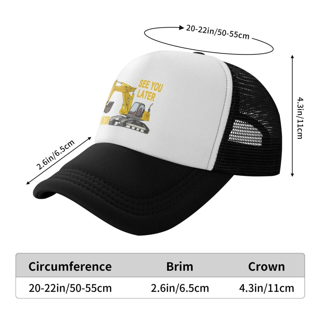 New! Boys See You Later Excavator Trucker Style Hat Back Mesh and Adjustable