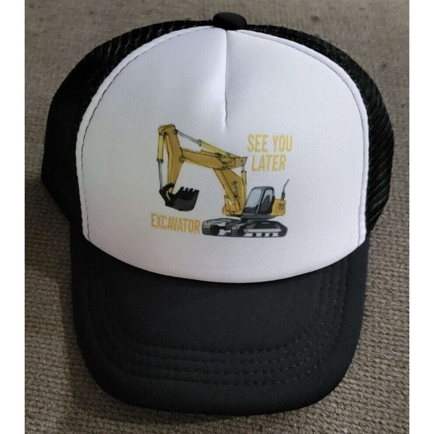 New! Boys See You Later Excavator Trucker Style Hat Back Mesh and Adjustable