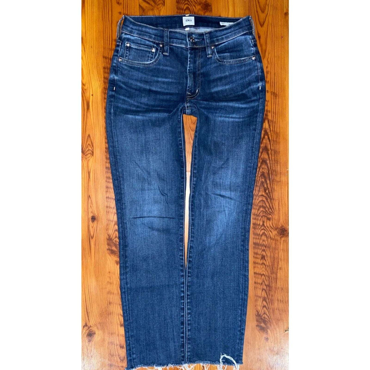 EDWIN BREE Slim Straight Crop Raw Hem in DEJABLUE Jeans Sz 24