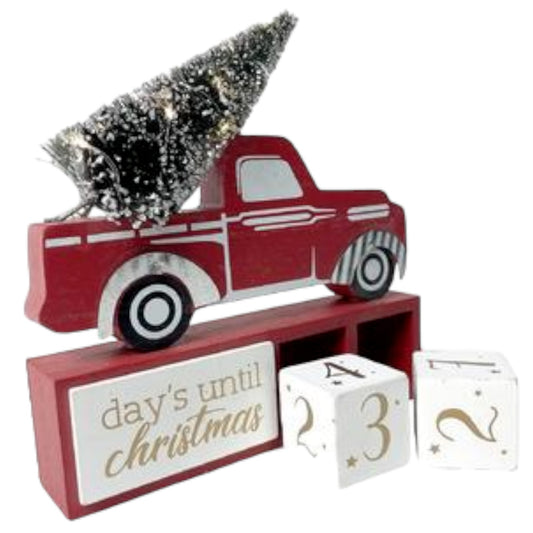 LED Lighted Wooden Farmhouse Countdown To Christmas Advent Calendar Truck