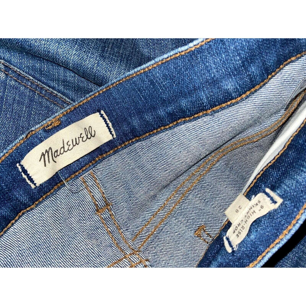 Madewell 9" High Rise Skinny Crop Ripped Distressed Stretch Jeans Size 28