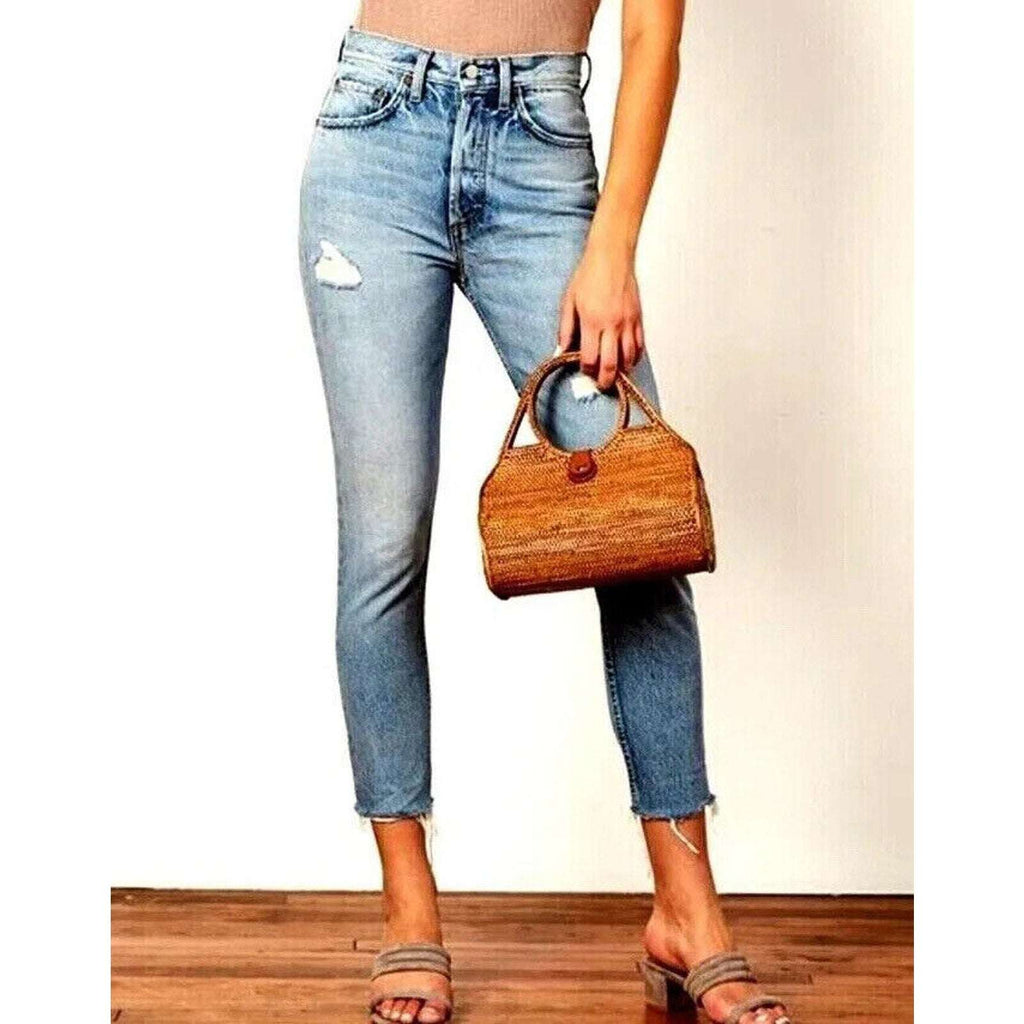 BOYISH Billy High Rise Distressed Relaxed Skinny Button Fly Jeans Sz 30
