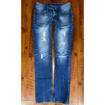 LEE COOPER ROOK Button Fly Low Relaxed Straight Distressed Jeans Sz 29