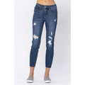 Judy Blue Relaxed Fit Skinny Leg Ripped Distressed Raw Fray Hem Jean Size 3 / 26