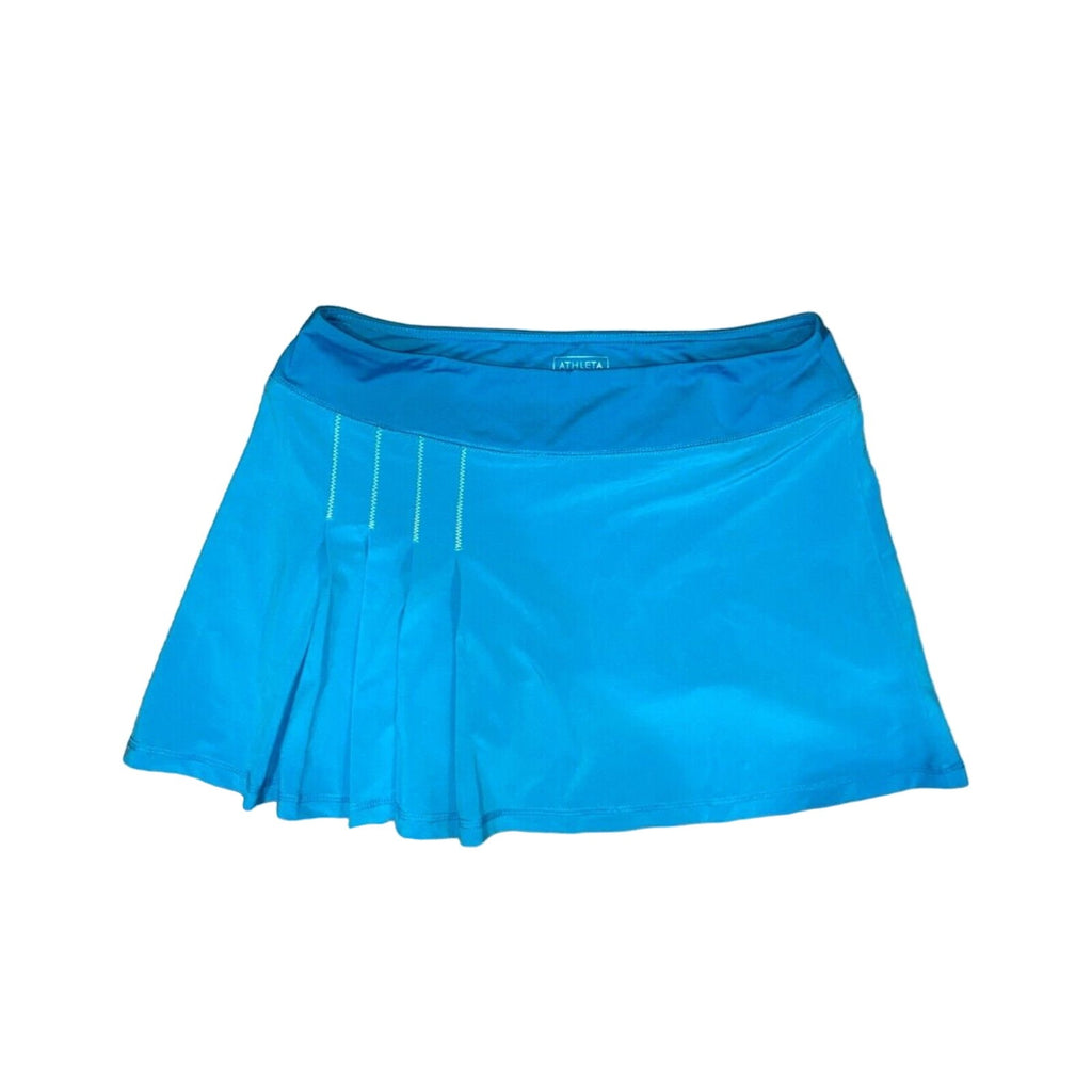 ATHLETA SECOND WIND Blue Pleated Tennis Golf Skirt Sz S (Small) with Zip Pocket