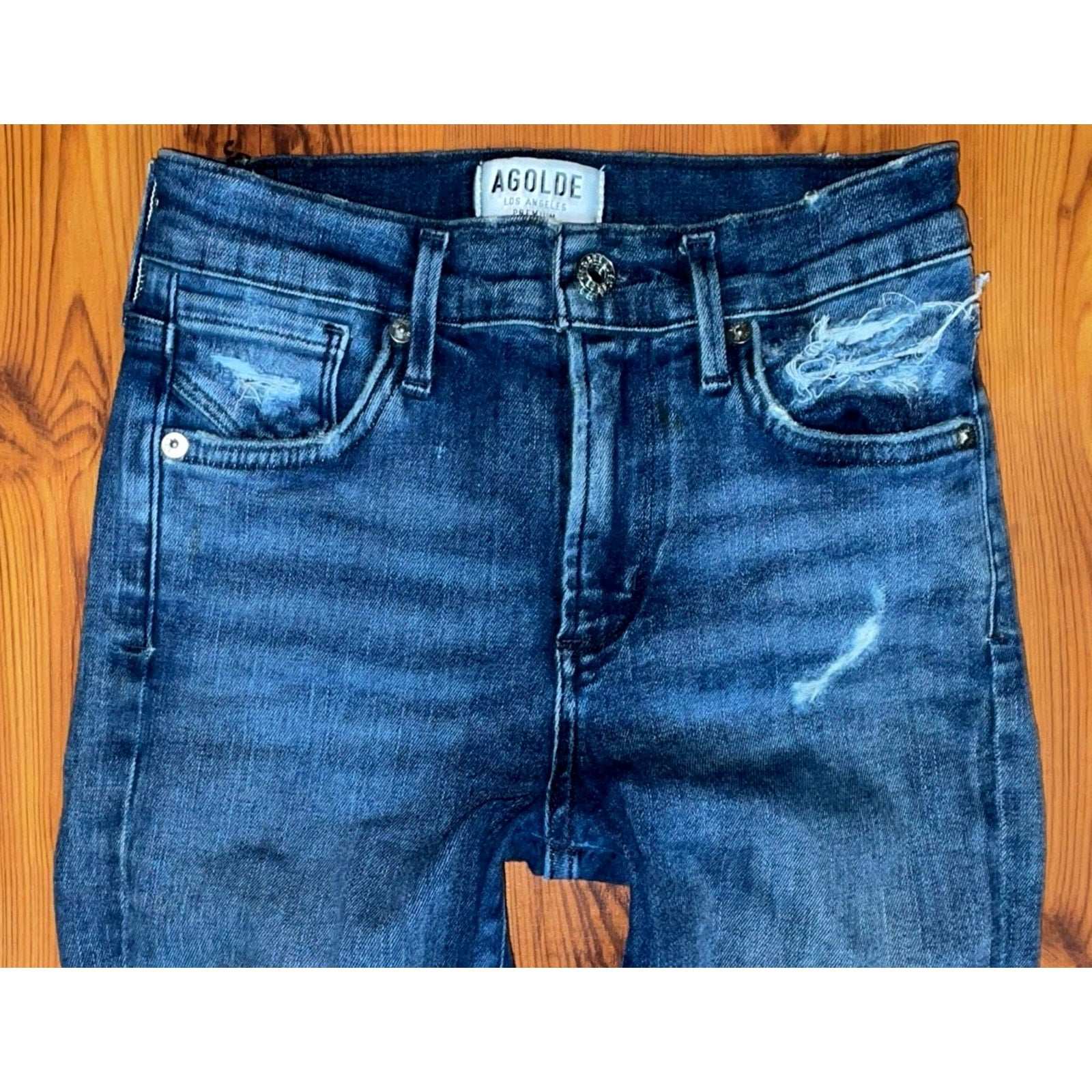 AGOLDE Sophie High Rise Skinny Distressed Cropped Jeans Size 24 Style#A018 B-843