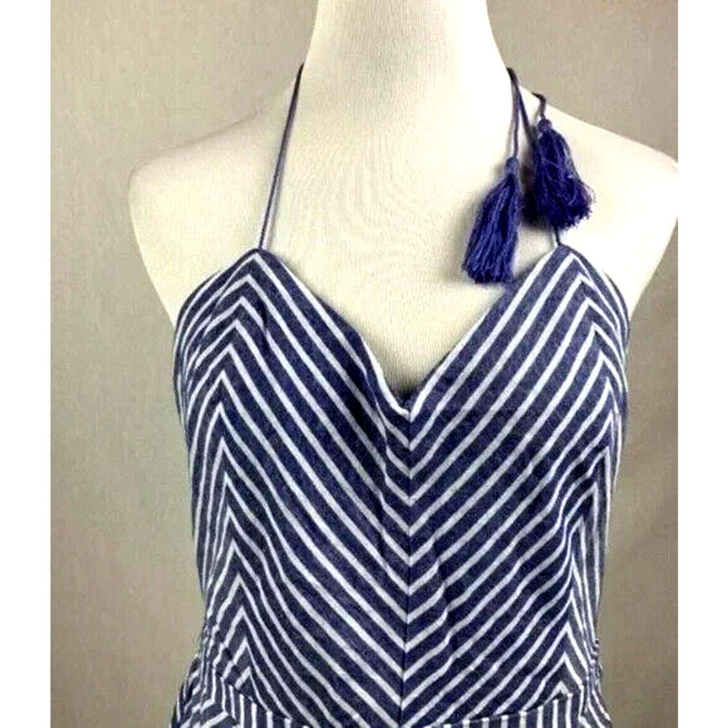 NEW! TJD The Jetset Diaries Haven Romper In Chambray Stripe Sz L (Large)