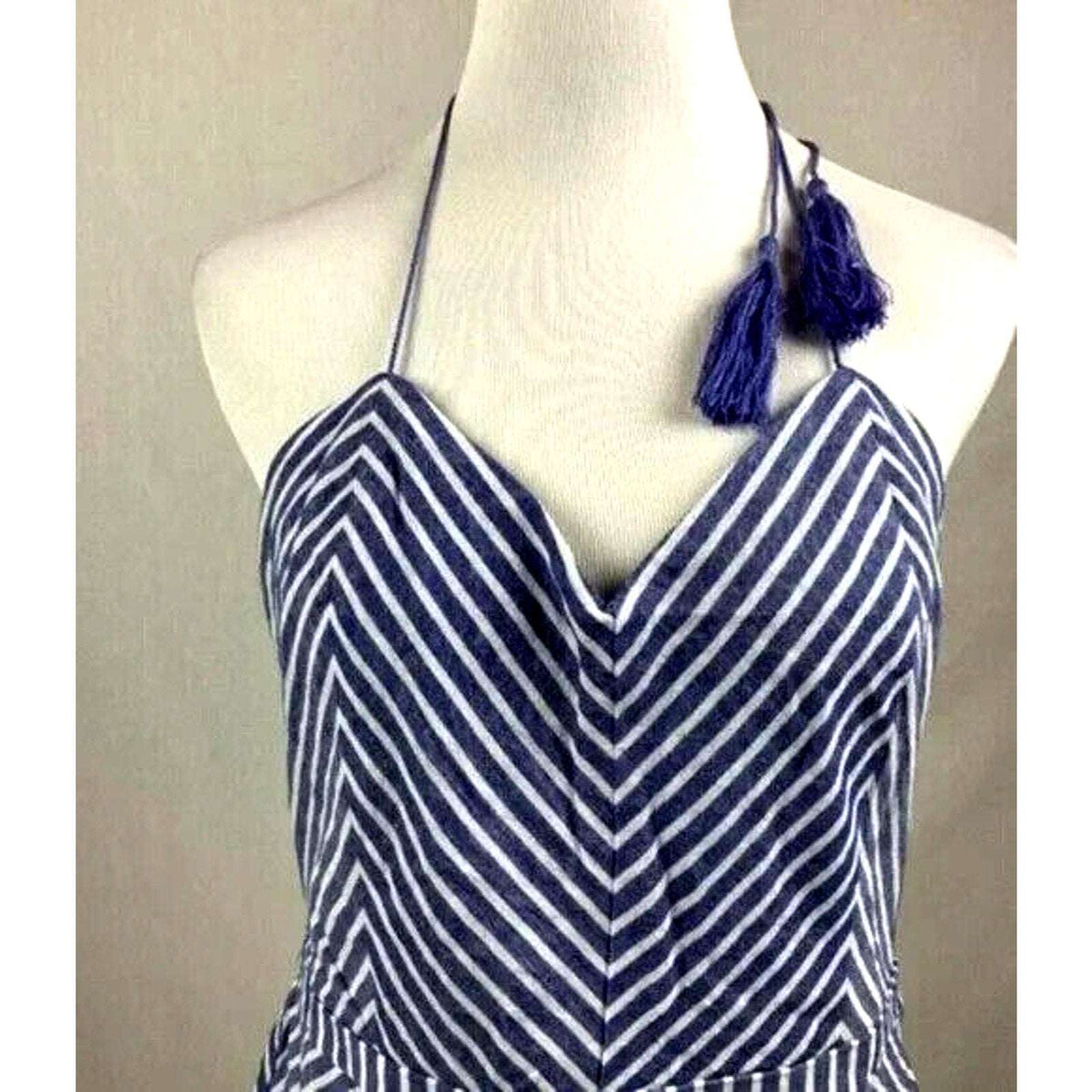 NEW! TJD The Jetset Diaries Haven Romper In Chambray Stripe Sz L (Large)