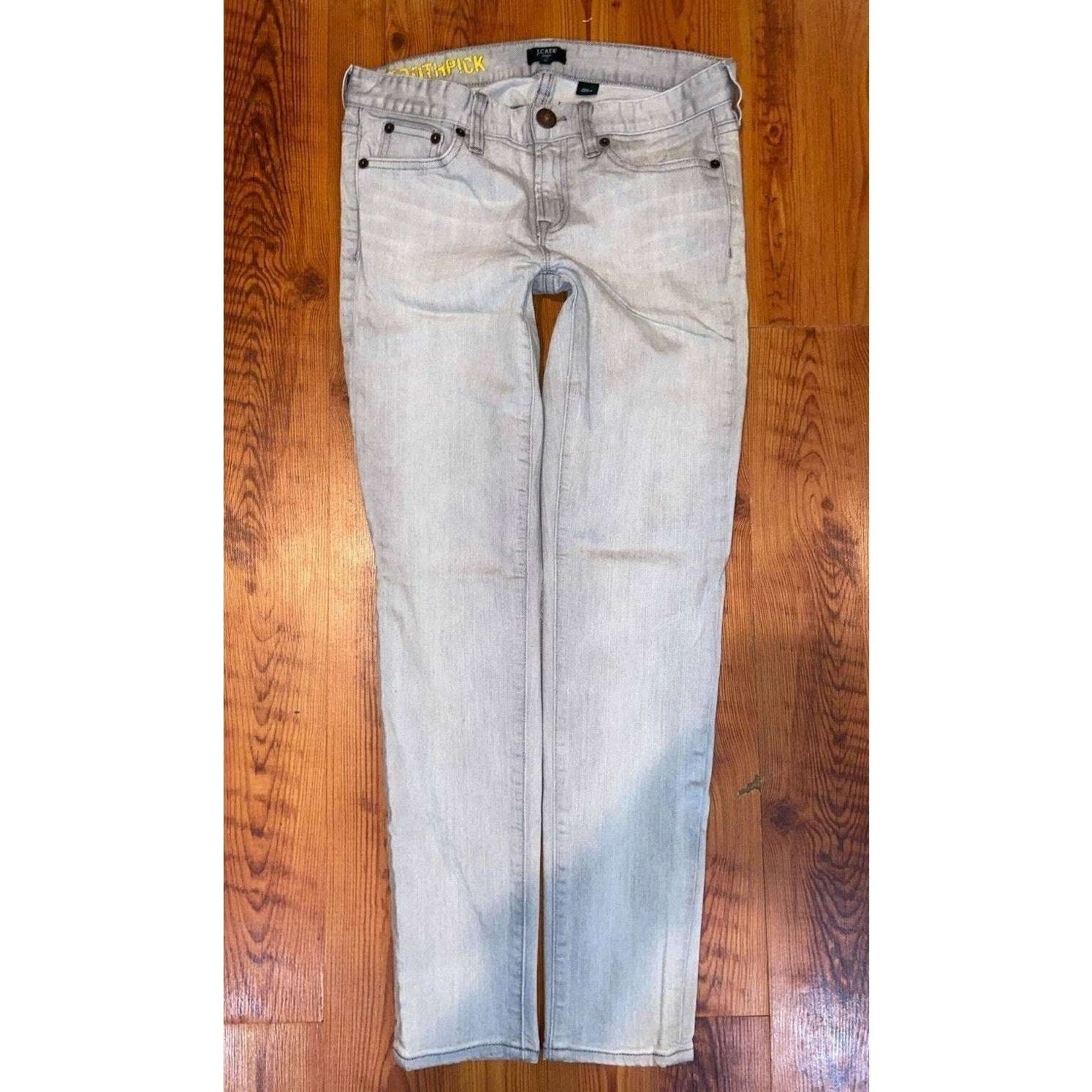 J.CREW Toothpick Gray Low Rise Skinny Straight Ankle Jeans Size 25