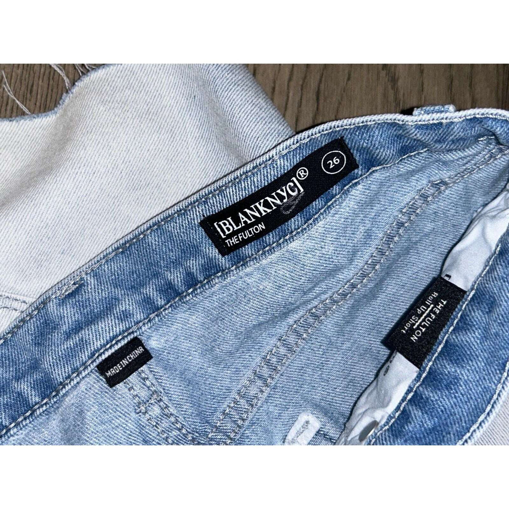 BLANK NYC The Fulton Roll Up Short Fray Hem Denim Jean Shorts Size 26
