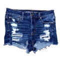 AE American Eagle Hi-Rise Shortie Ripped Patched Cut Off Jean Shorts Size 6