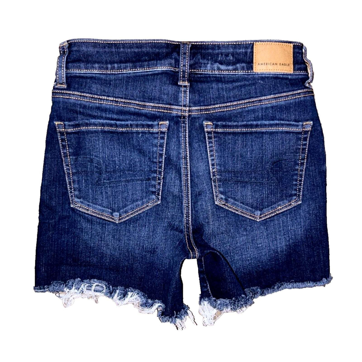 American Eagle Hi-Rise Shortie Cut Off Destroyed Jean Shorts Size 0