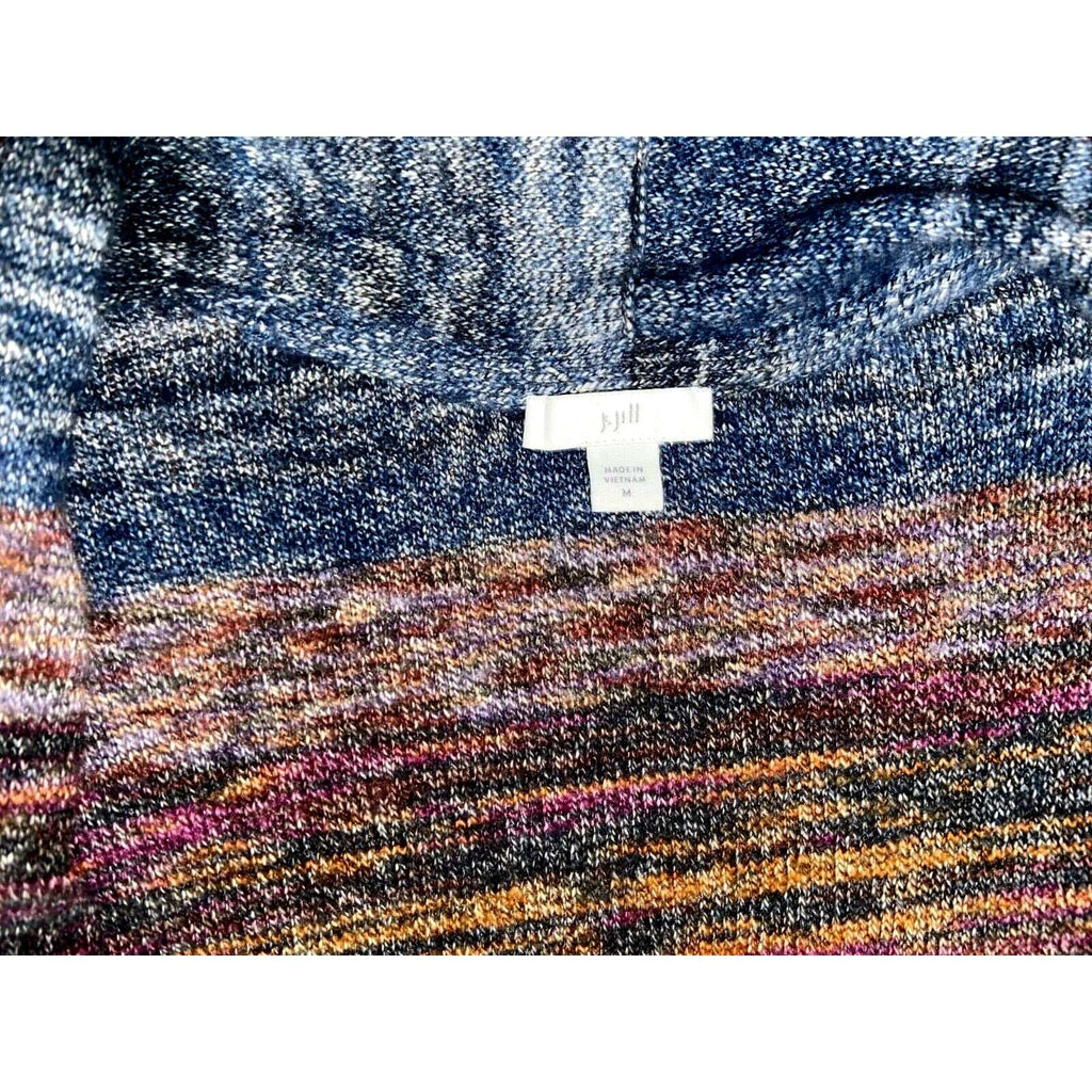 J. Jill Long Open Duster Sweater Cardigan Marled Multicolor Stripe M