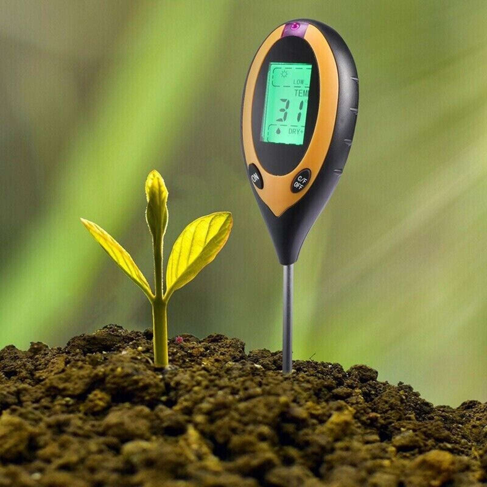 4-in-1 Soil Tester Meter Garden Lawn Plant Moisture/Light/Ph/Temp Sensor Tool