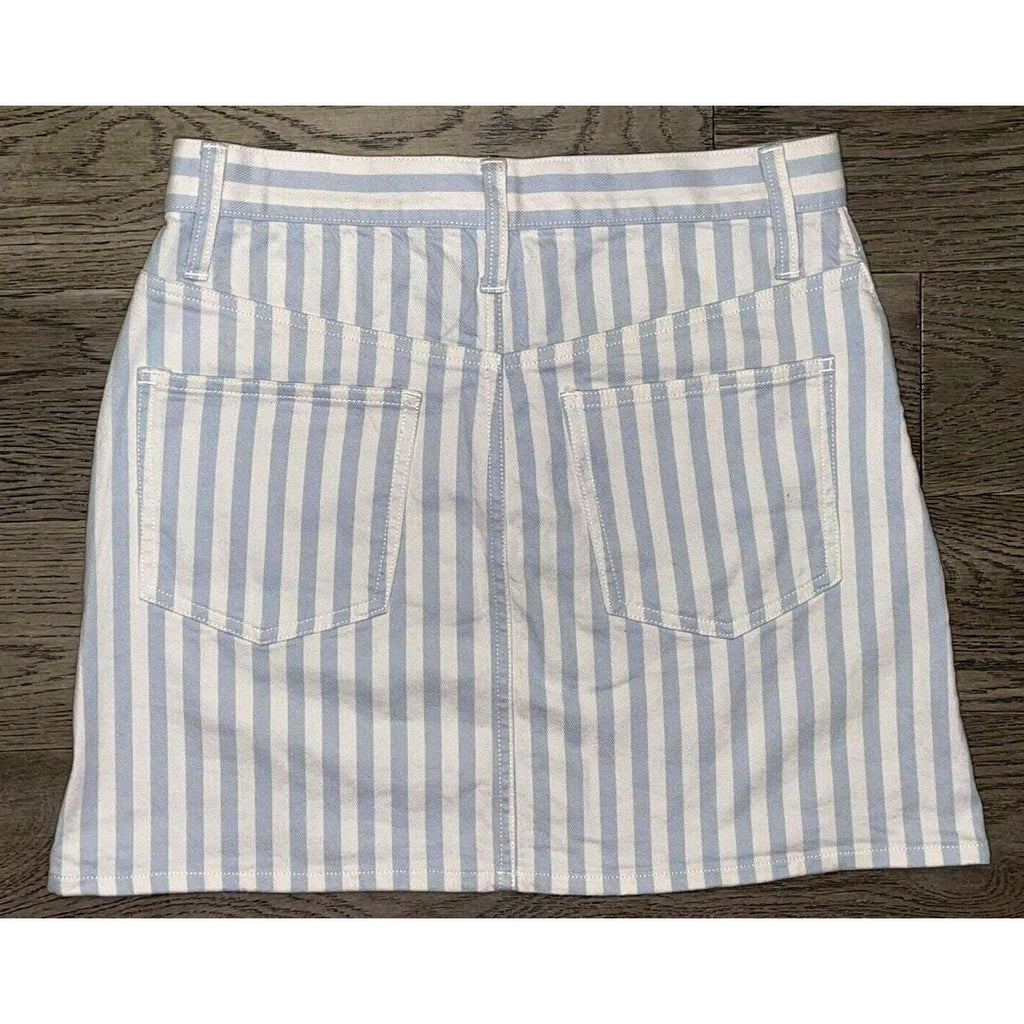 Madewell Stretch A Line Mini Skirt Pompano Striped Button Front Skirt Size 27