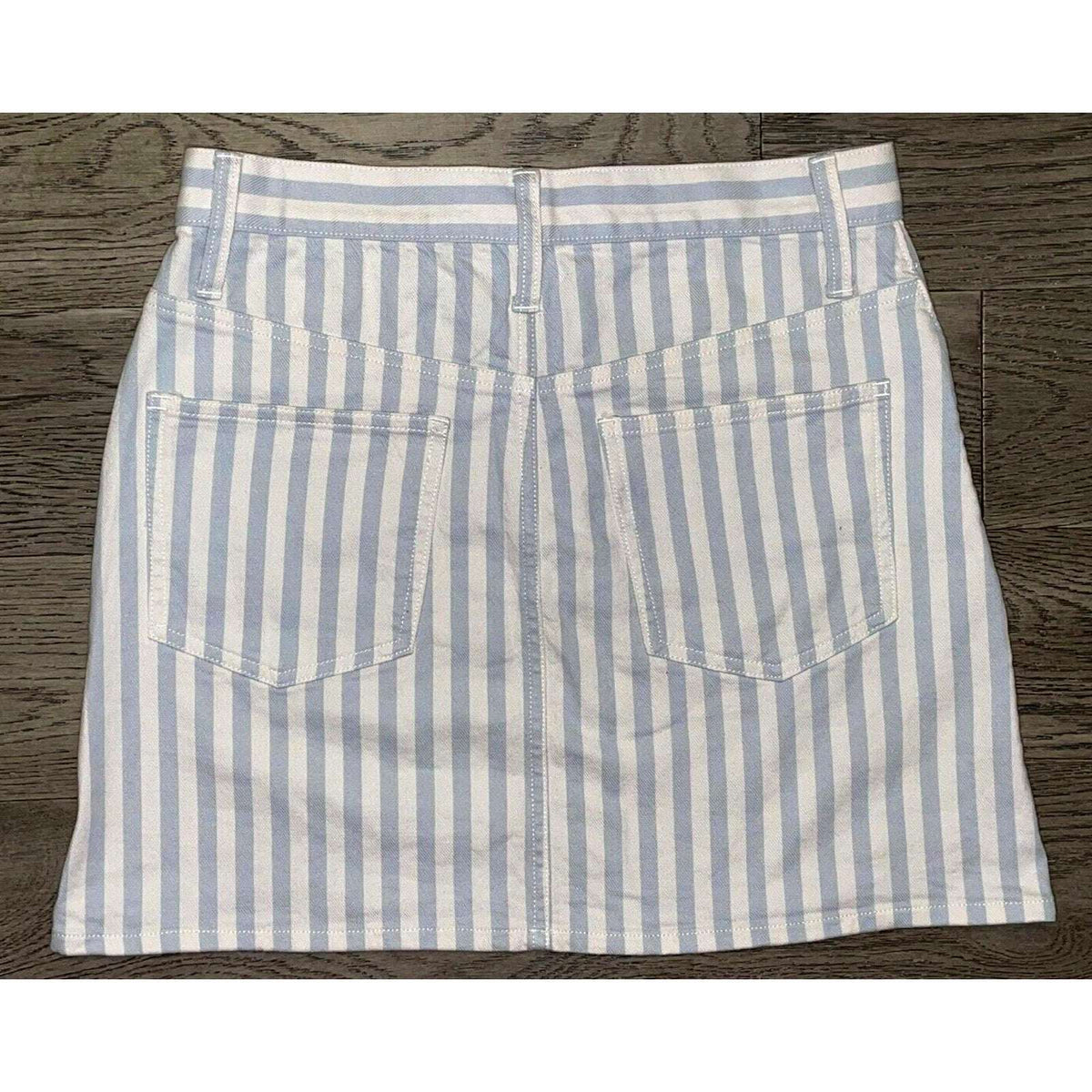 Madewell Stretch A Line Mini Skirt Pompano Striped Button Front Skirt Size 27