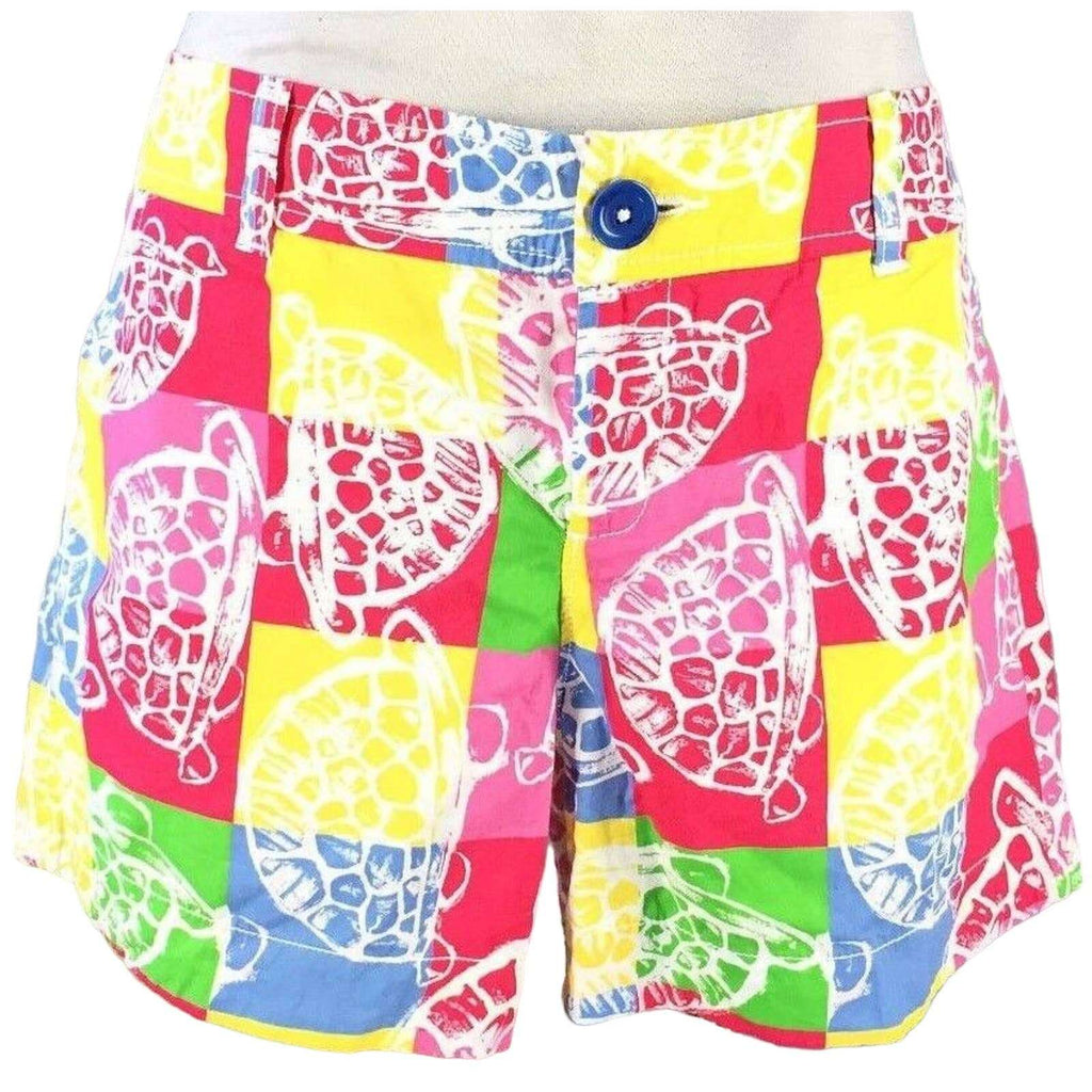 EC!! LILLY PULITZER Turtle Callahan Colorful Chino Shorts Size 2