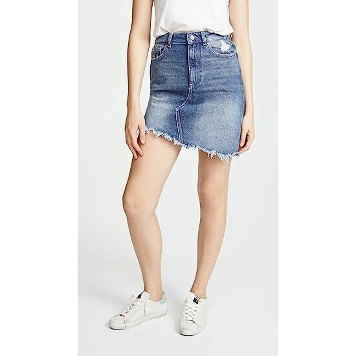 DL1961 Georgia Skirt in Elko Wash Raw Uneven Hem Mini Denim Jean Skirt Size L