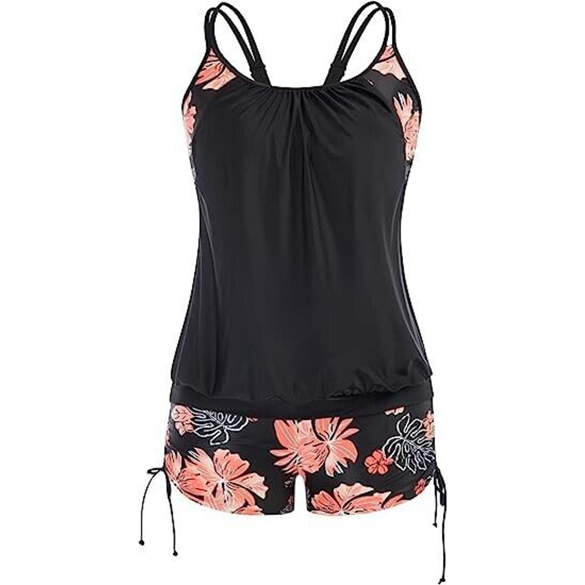 Hanna Nikole Floral Printed Strappy Tankini Top with Shorts Swimsuit Size 16W