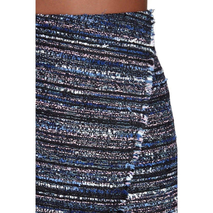 Diane Von Furstenberg DVF Austyn Black Indigo Camellia Tweed Faux Wrap Skirt 8