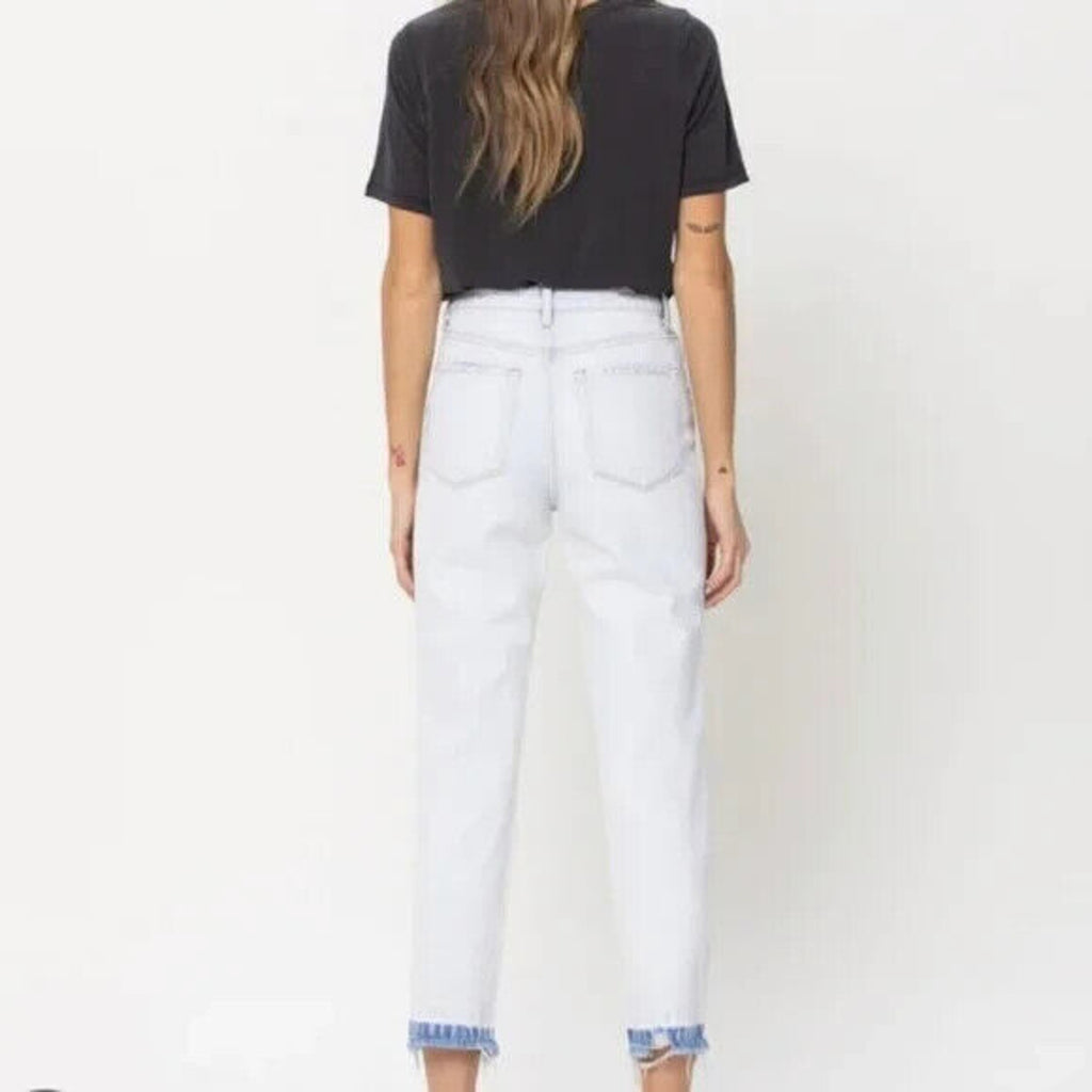 VERVET Emma Mom Relaxed Exposed Button Fly Destroyed Light Jeans Size 24