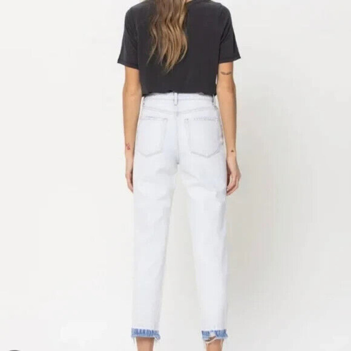 VERVET Emma Mom Relaxed Exposed Button Fly Destroyed Light Jeans Size 24