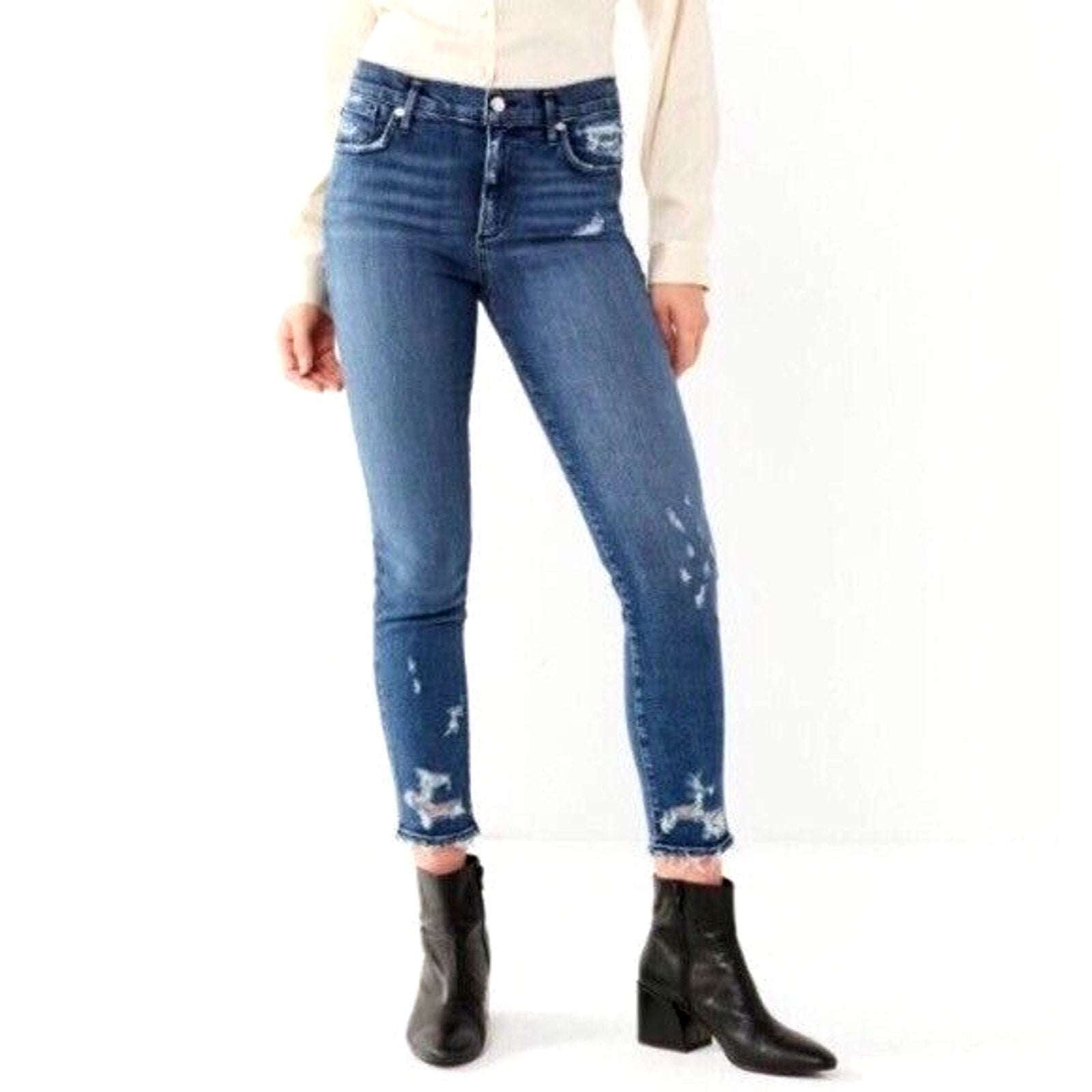 AGOLDE Sophie High Rise Skinny Distressed Cropped Jeans Size 24 Style#A018 B-843