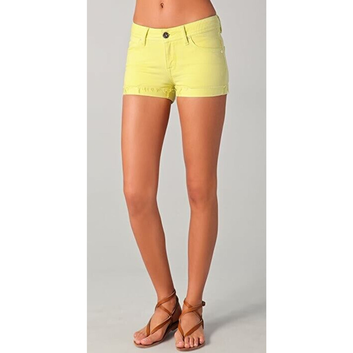 DL1961 CAMERON PIN UP SHORTS Yellow Cuffed Denim Shorts Sz 26
