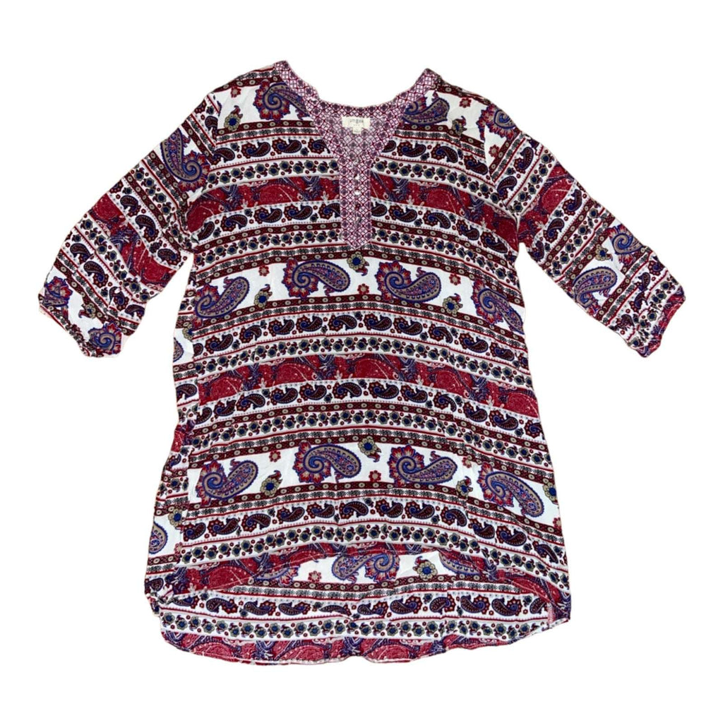 UMGEE Paisley Flowing Boho Hippie Henley Tunic Dress Sz L ( Large)