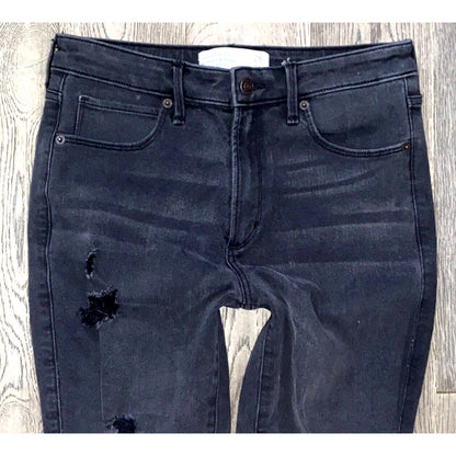 A&F Abercrombie Super Skinny High Rise Ripped Distressed Black Fade Jeans Size 6