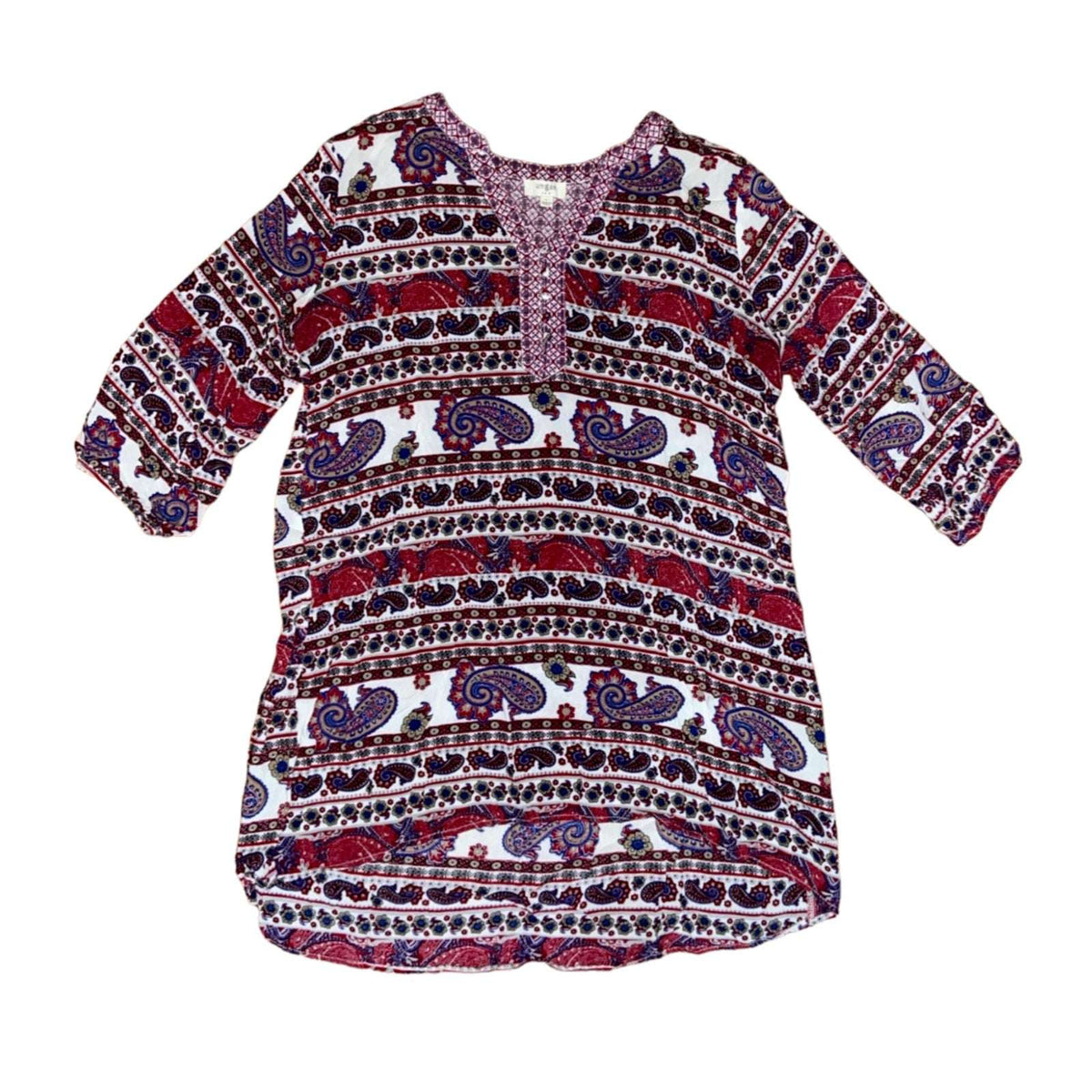UMGEE Paisley Flowing Boho Hippie Henley Tunic Dress Sz L ( Large)