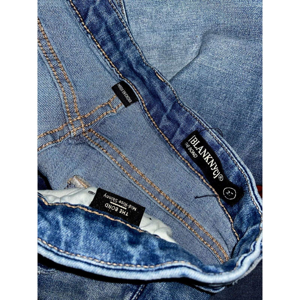 BLANK NYC The Bond Mid Rise Skinny Distressed Dangerous Game Jeans Sz 27