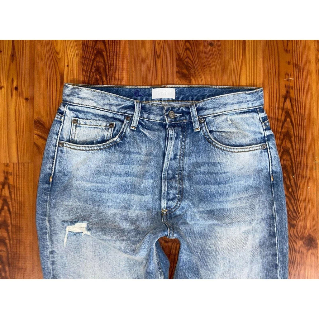 BOYISH Billy High Rise Distressed Relaxed Skinny Button Fly Jeans Sz 30
