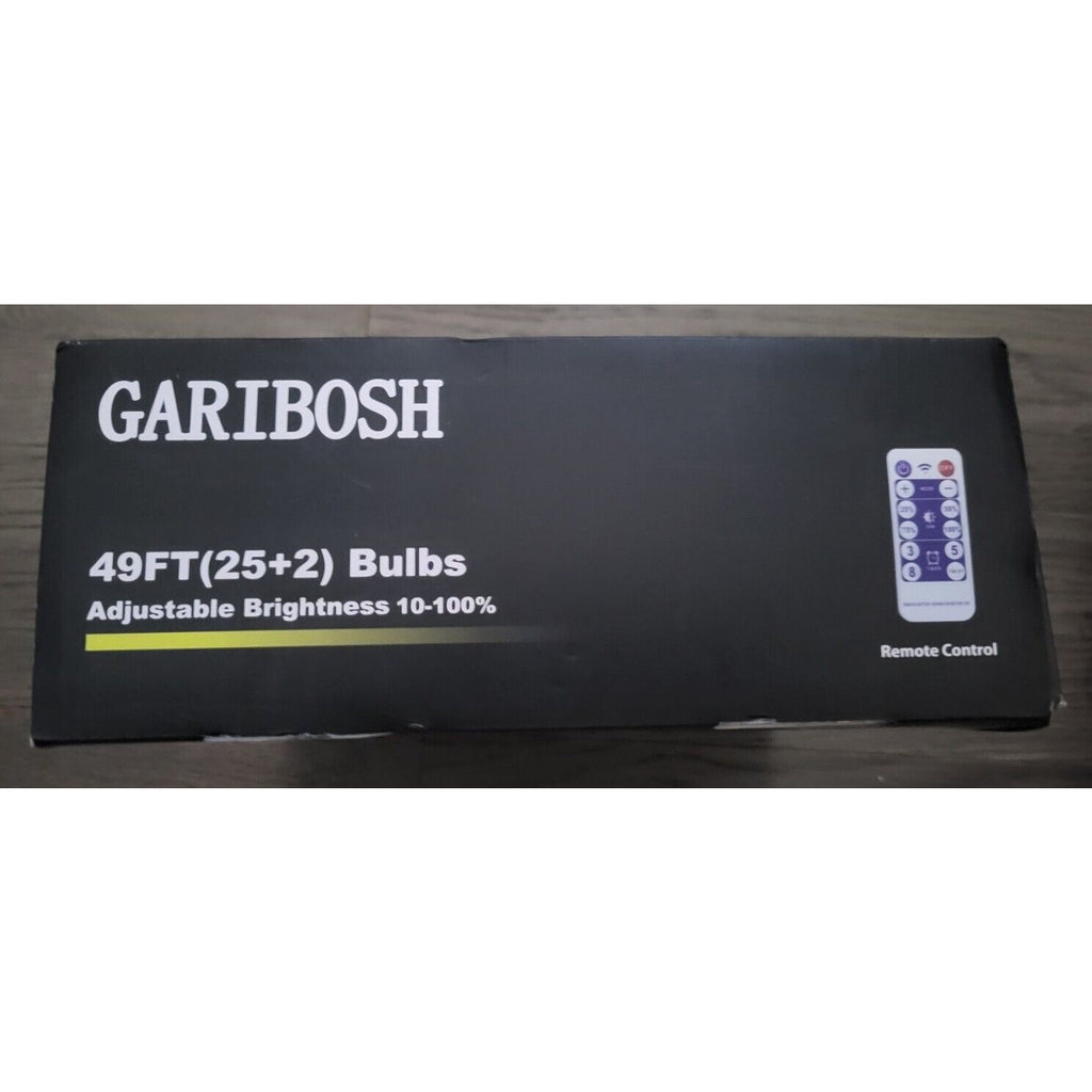 Garibosh Solar String Lights 49' G40 2200K Warm White w/Remote Adjustable Bright