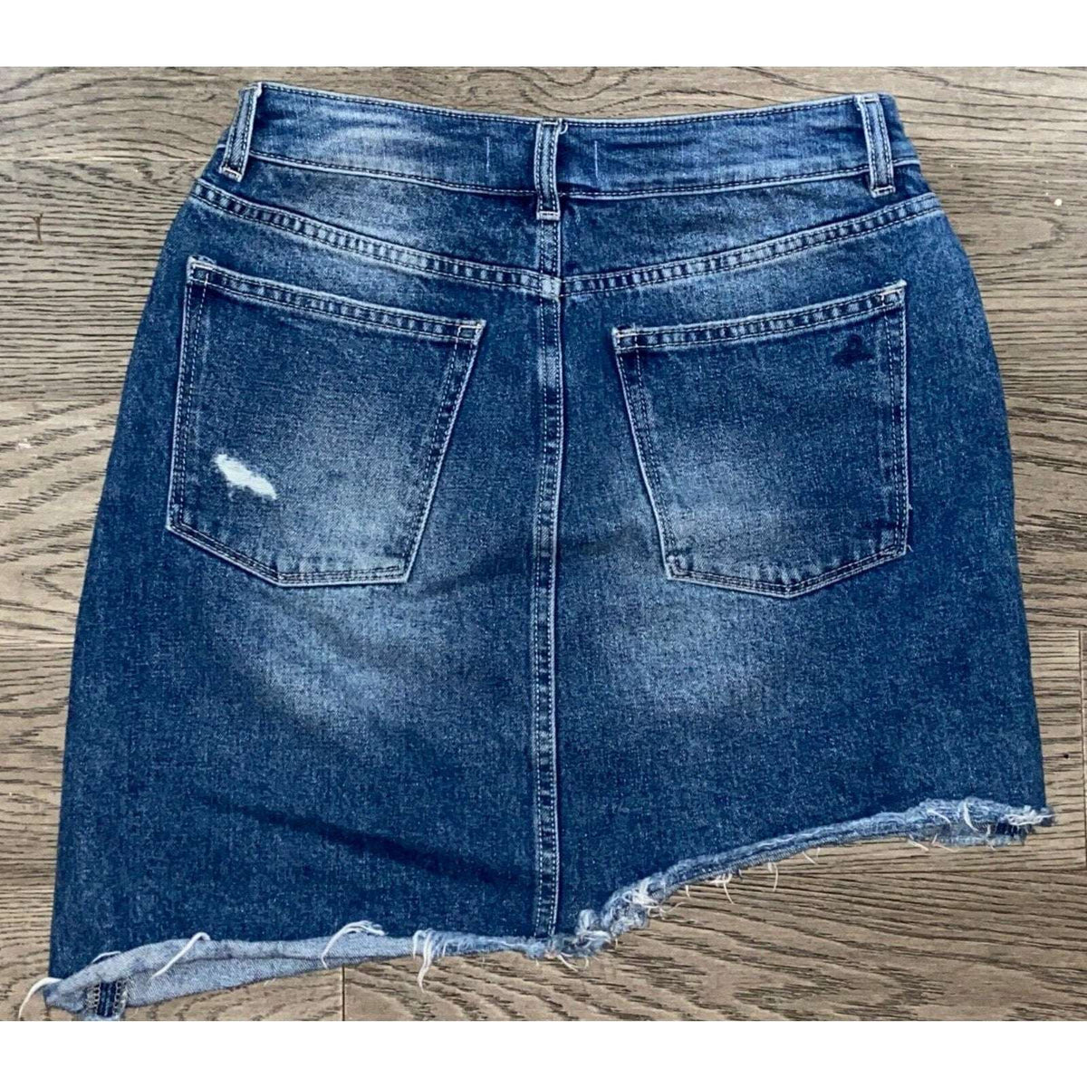 DL1961 Georgia Skirt in Elko Wash Raw Uneven Hem Mini Denim Jean Skirt Size L