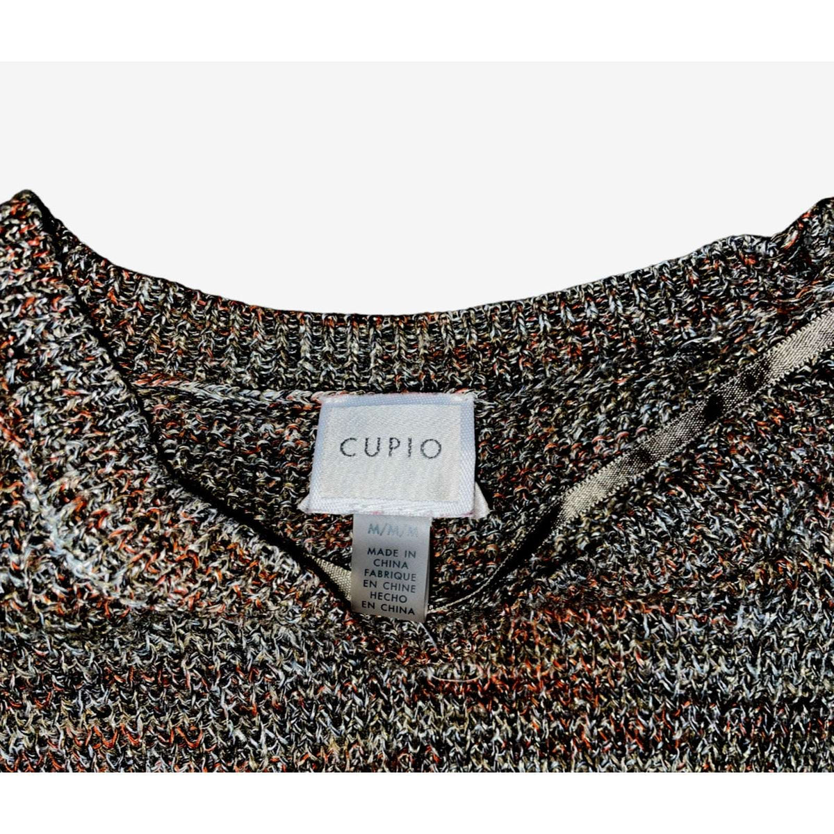 Cupio Fall Colored Metallic Shimmer Cable Knit Crew Neck Sweater Sz M ( Medium)