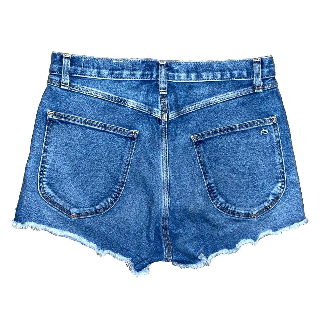 RAG & BONE Lou Blue Hill High Rise Snap/Button Fly Cut Off Denim Shorts Size 29