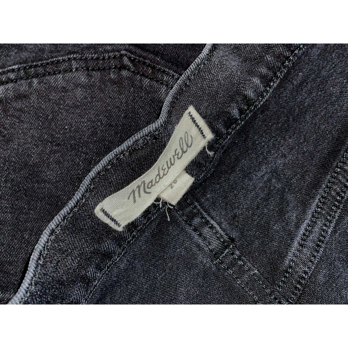 MADEWELL Size 26 Black Skirt Step Hem Fray Distressed Hem Black Denim Jean Skirt