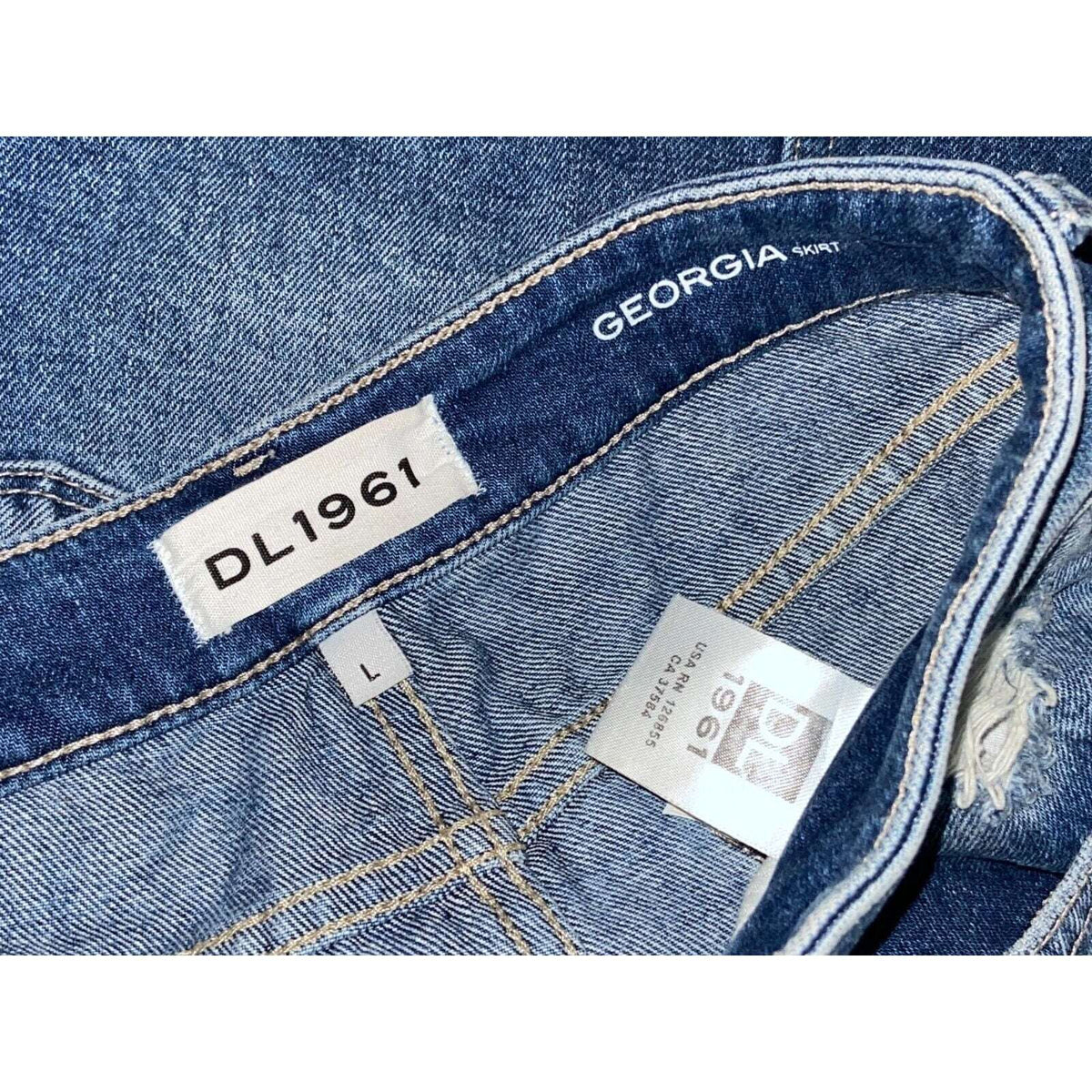 DL1961 Georgia Skirt in Elko Wash Raw Uneven Hem Mini Denim Jean Skirt Size L