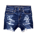 American Eagle Hi-Rise Shortie Cut Off Destroyed Jean Shorts Size 0