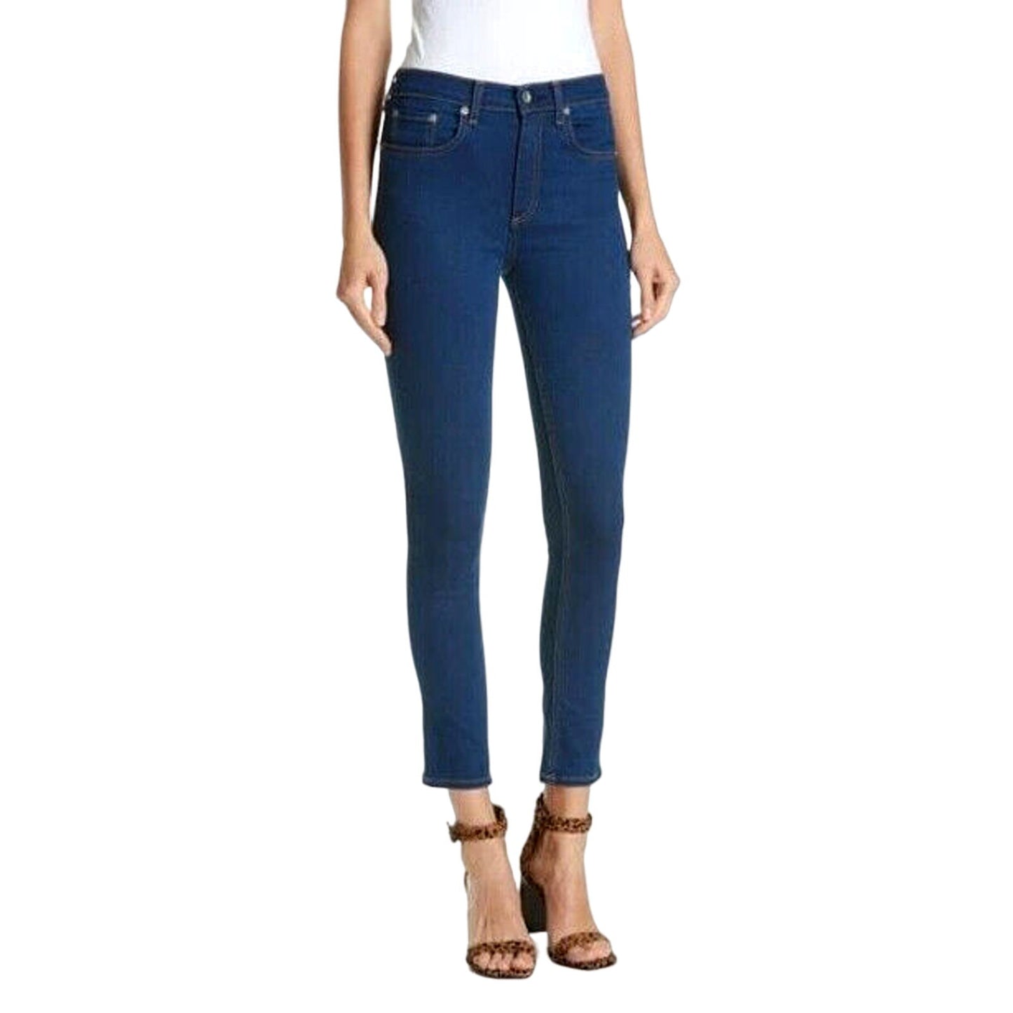 rag & bone High Rise Ankle Skinny Jeans in CERULEAN Blue Size 28