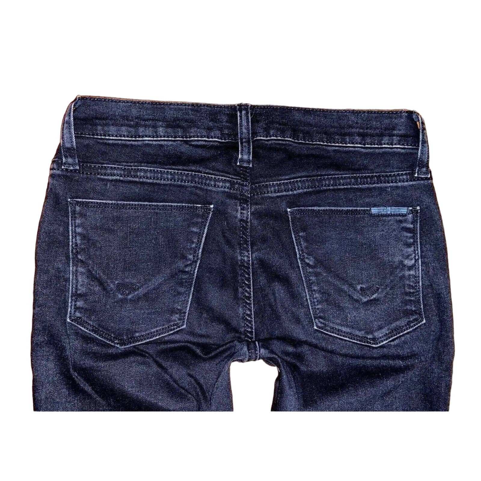 HUDSON Natalie Super Skinny Distressed Raw Hem Black Stretch Jeans Size 24