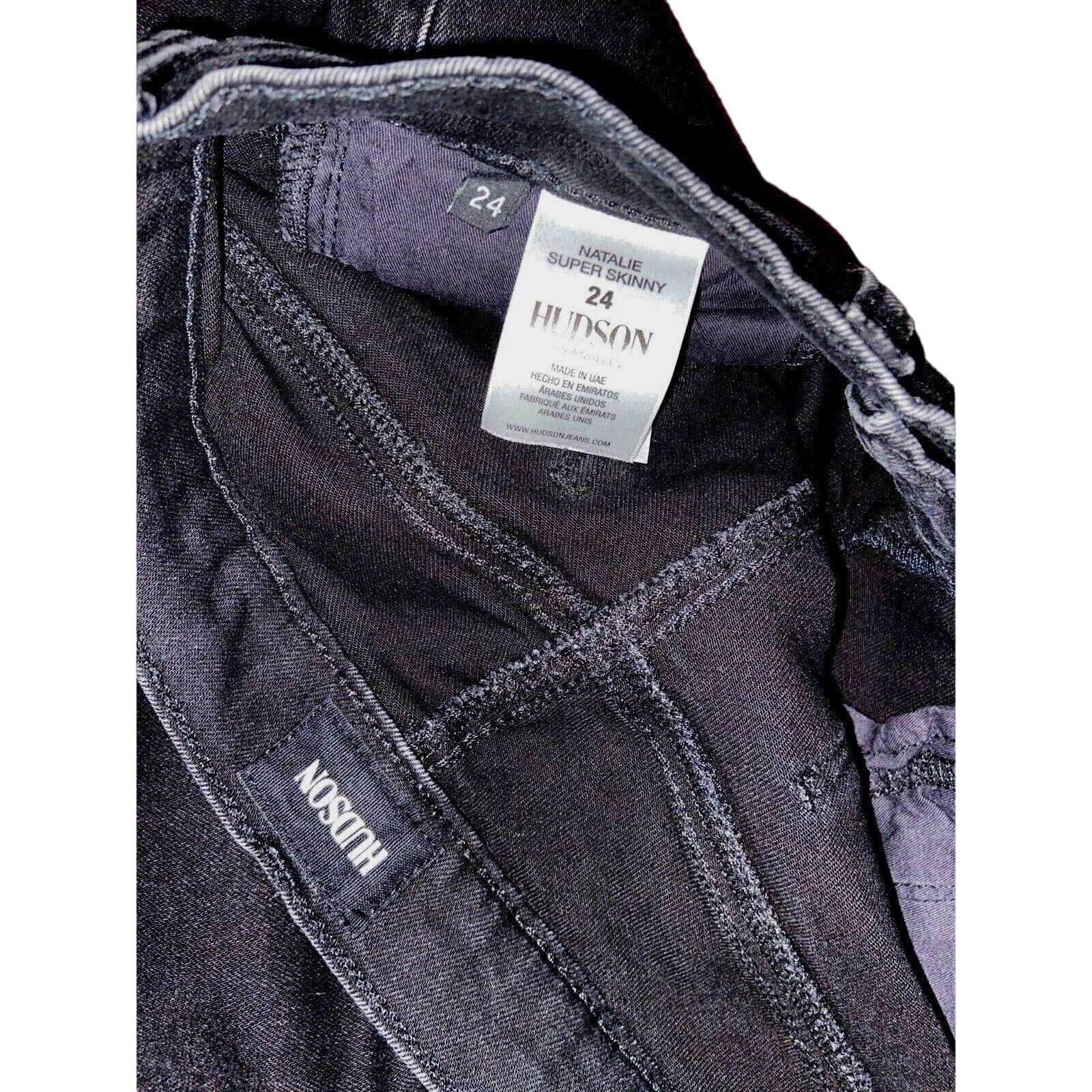HUDSON Natalie Super Skinny Distressed Raw Hem Black Stretch Jeans Size 24