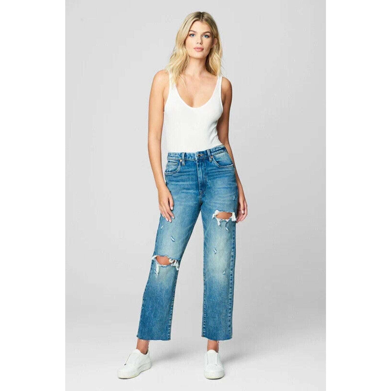 BLANK NYC The Howard Mid Rise Ripped Loose Jeans in LIFE ROLLS ON Size 29