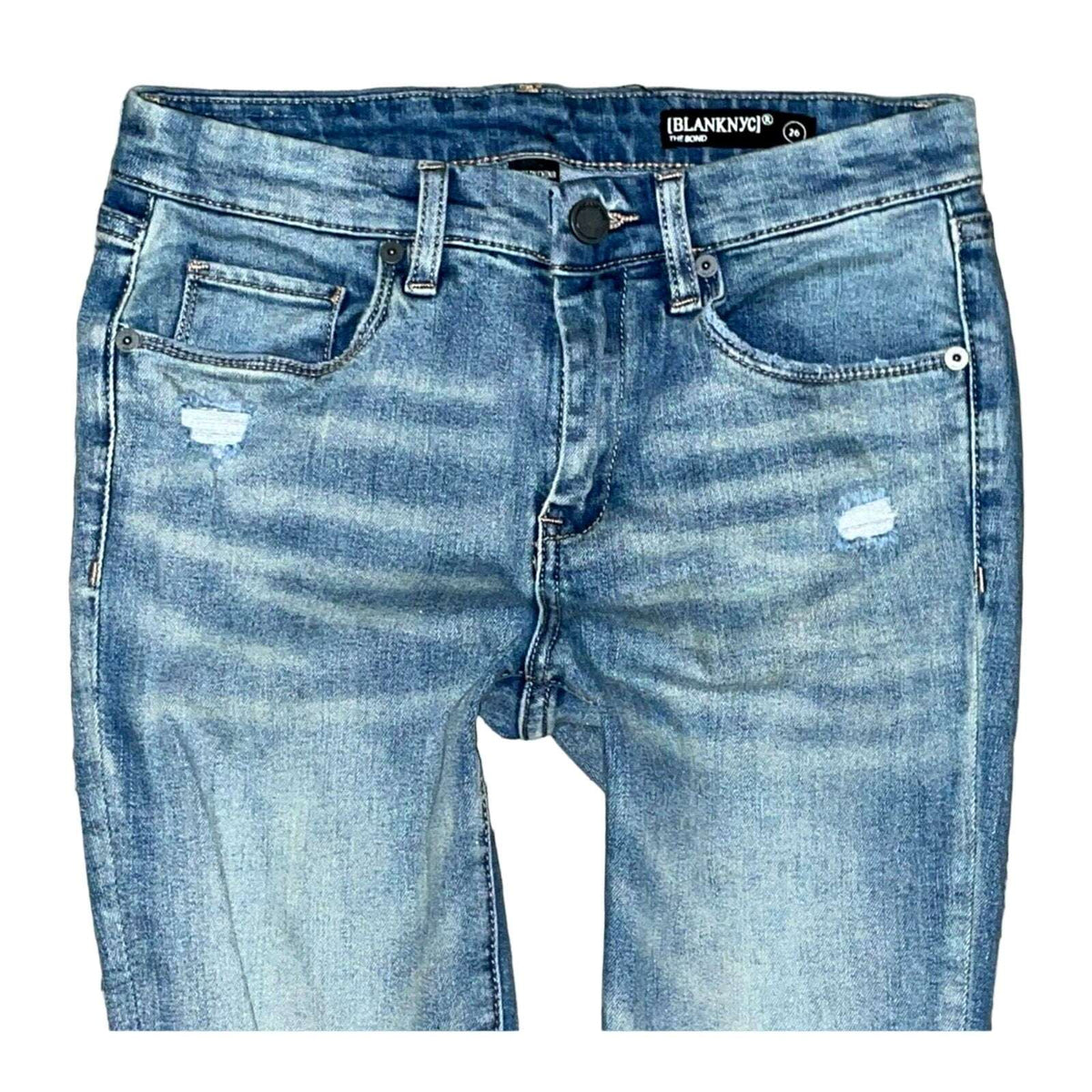 Blank NYC The Bond Mid Rise Skinny in Jersey Girls Distressed Jeans Size 26