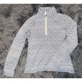 Eddie Bauer 1/2 Zip Gray Chevron Pullover with thumbholes Sz S (Small)