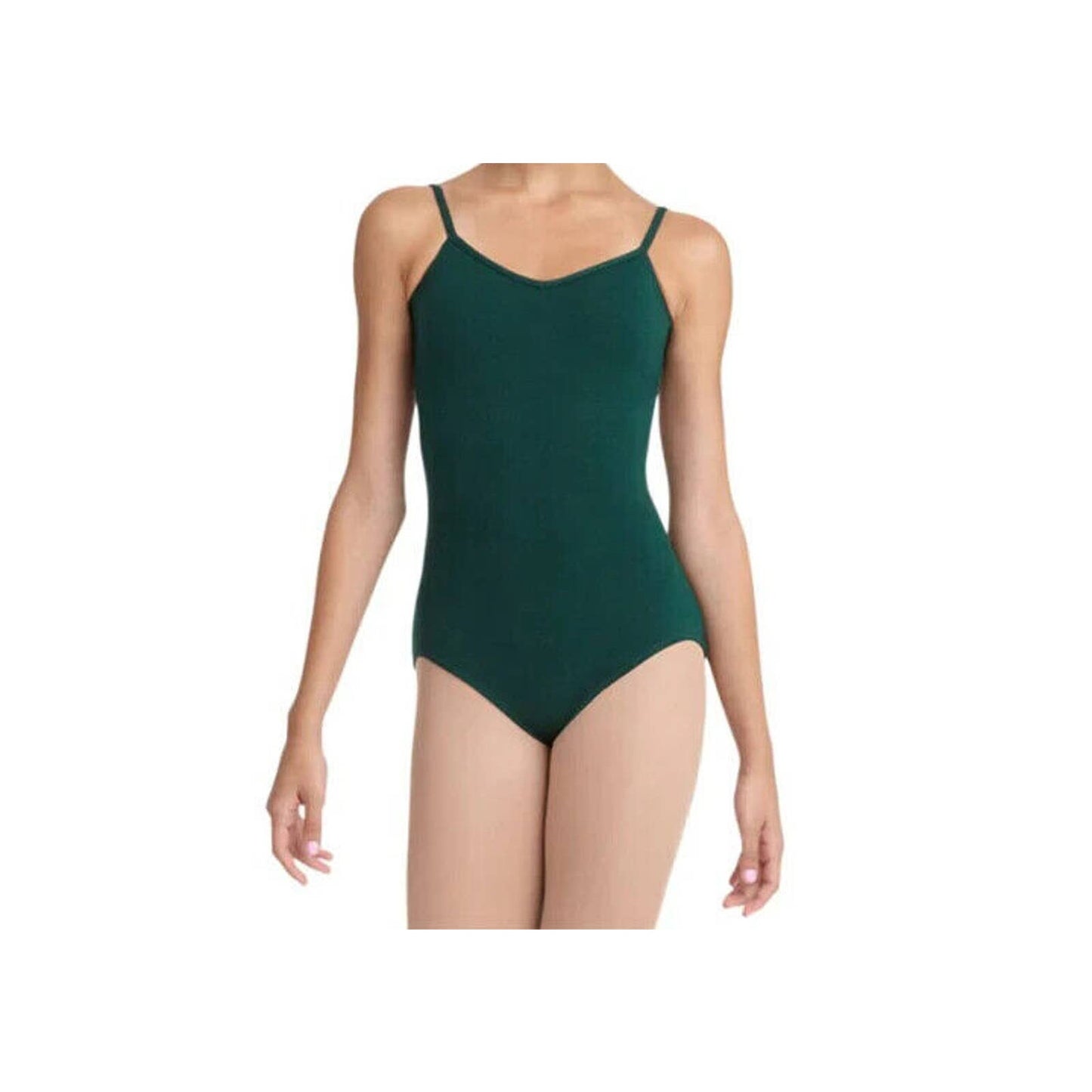 Capezio V-Neck Cami Leotard Hunter Green Adult Size XS Self-Bra Criss-Cross Back