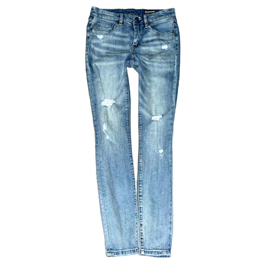 Blank NYC The Bond Mid Rise Skinny in Jersey Girls Distressed Jeans Size 26